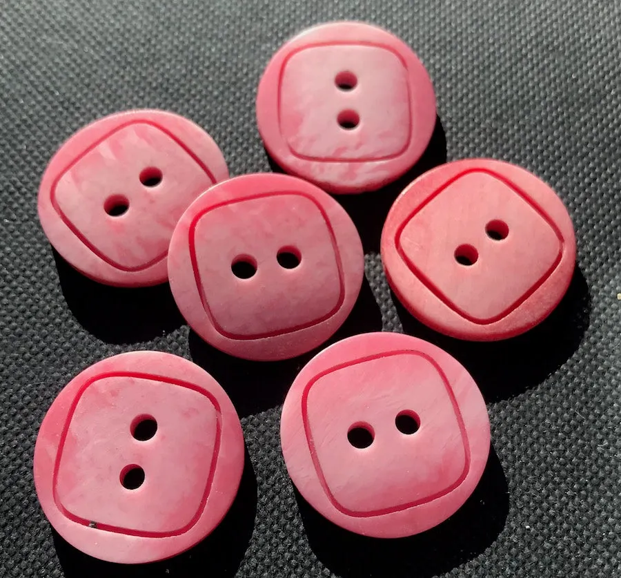 6 Soft yet Intense Pink 2cm Vintage  Buttons