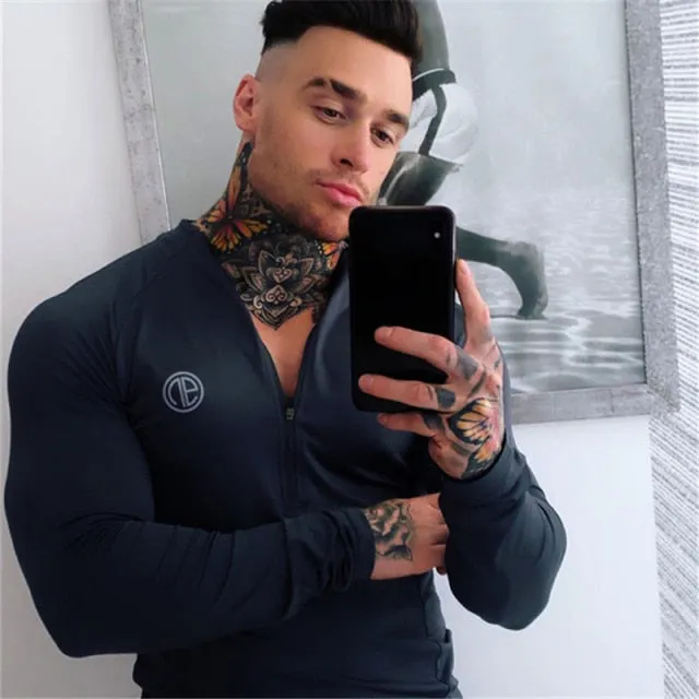 Aidase Mens Long Sleeve T Shirt Camouflage Fitness T-shirt Spring Slim Shirts Male Tops Leisure Bodybuilding Long Sleeve Quick-dry Tee