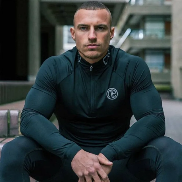 Aidase Mens Long Sleeve T Shirt Camouflage Fitness T-shirt Spring Slim Shirts Male Tops Leisure Bodybuilding Long Sleeve Quick-dry Tee