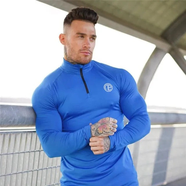 Aidase Mens Long Sleeve T Shirt Camouflage Fitness T-shirt Spring Slim Shirts Male Tops Leisure Bodybuilding Long Sleeve Quick-dry Tee