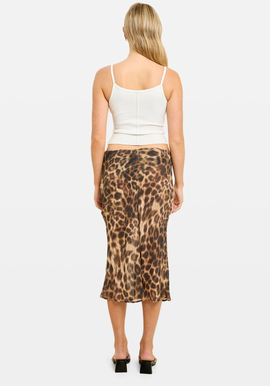 AISHA BIAS MIDI SKIRT LEOPARD