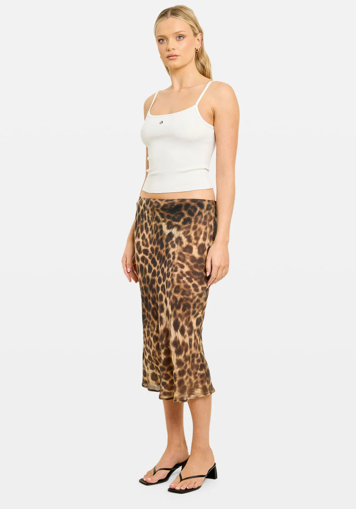 AISHA BIAS MIDI SKIRT LEOPARD