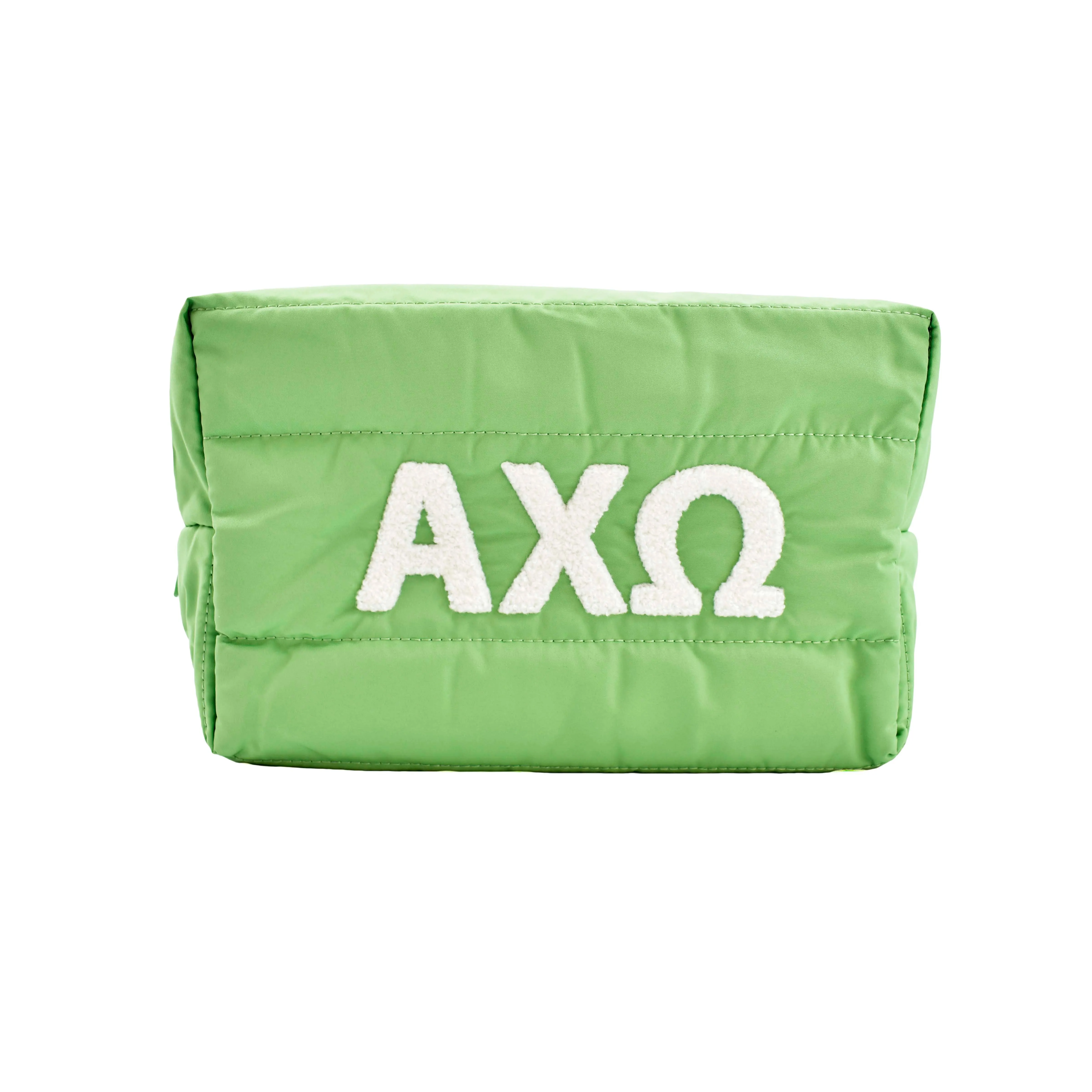 Alpha Chi Omega Makeup Bag - Puffer Style with Sorority Letters