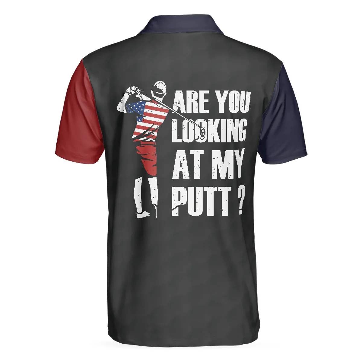 Are You Looking At My Putt Argyle USA Flag Polo Shirt