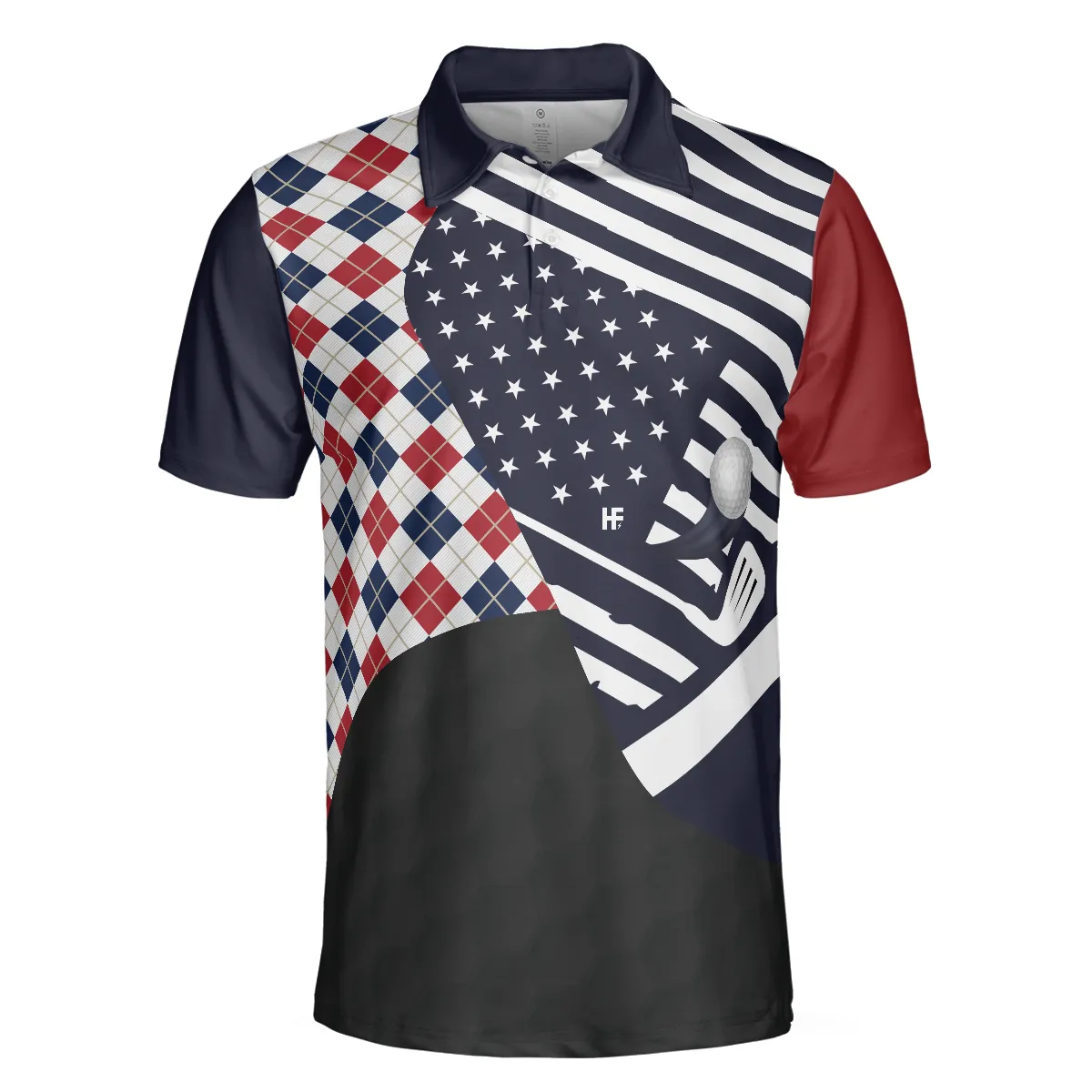 Are You Looking At My Putt Argyle USA Flag Polo Shirt