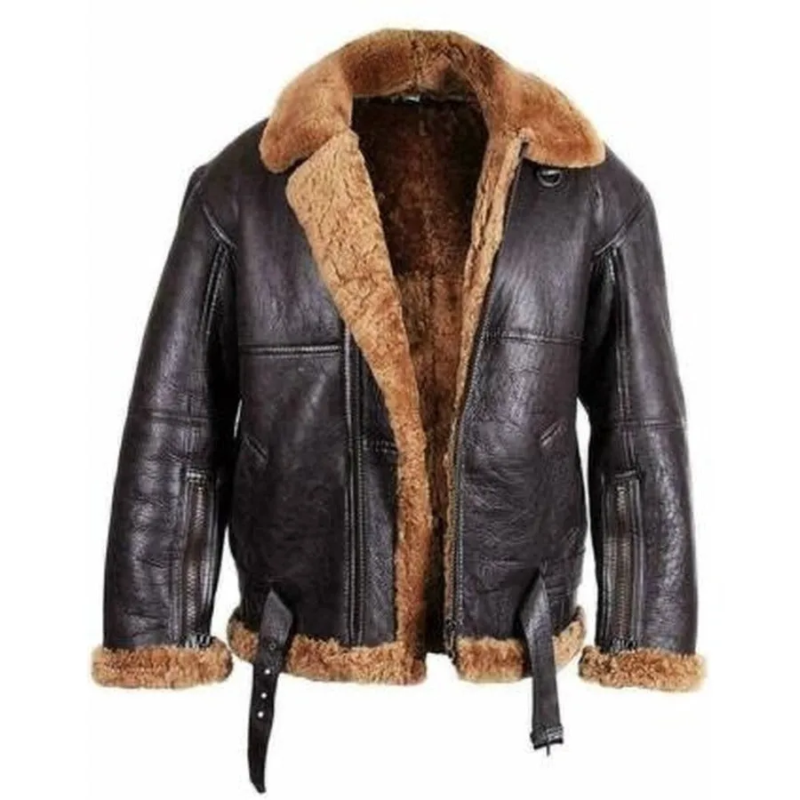 Aviator B3 Fur Leather Jacket For Men