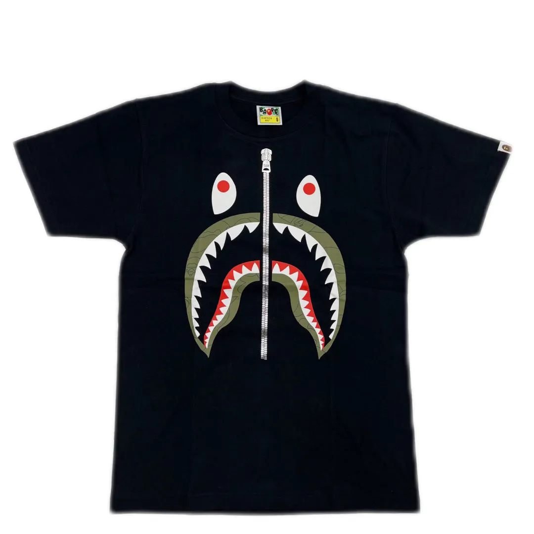 Bape ABC Shark Silver Zip Tee Black/Green