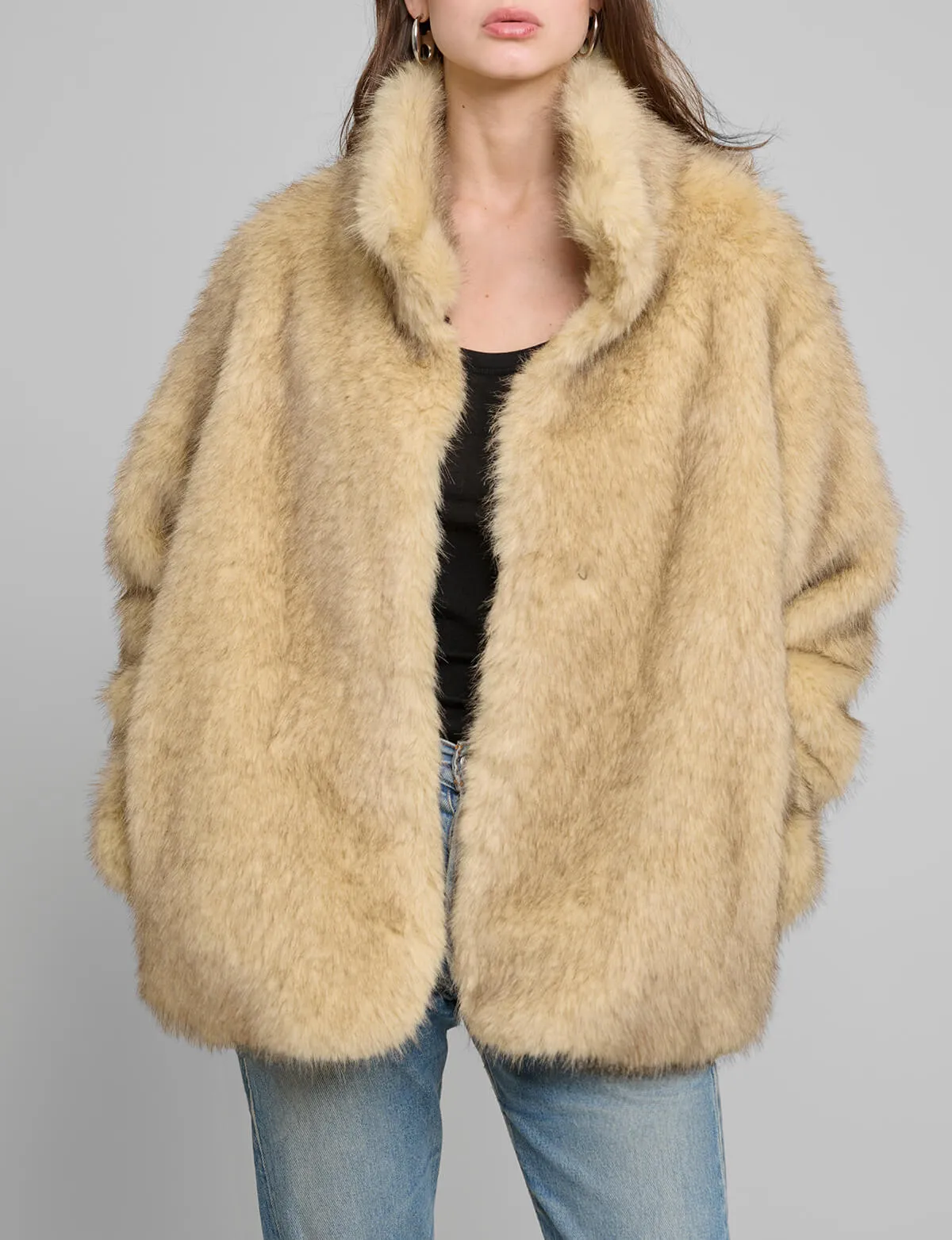 Beige Faux Fur Jacket