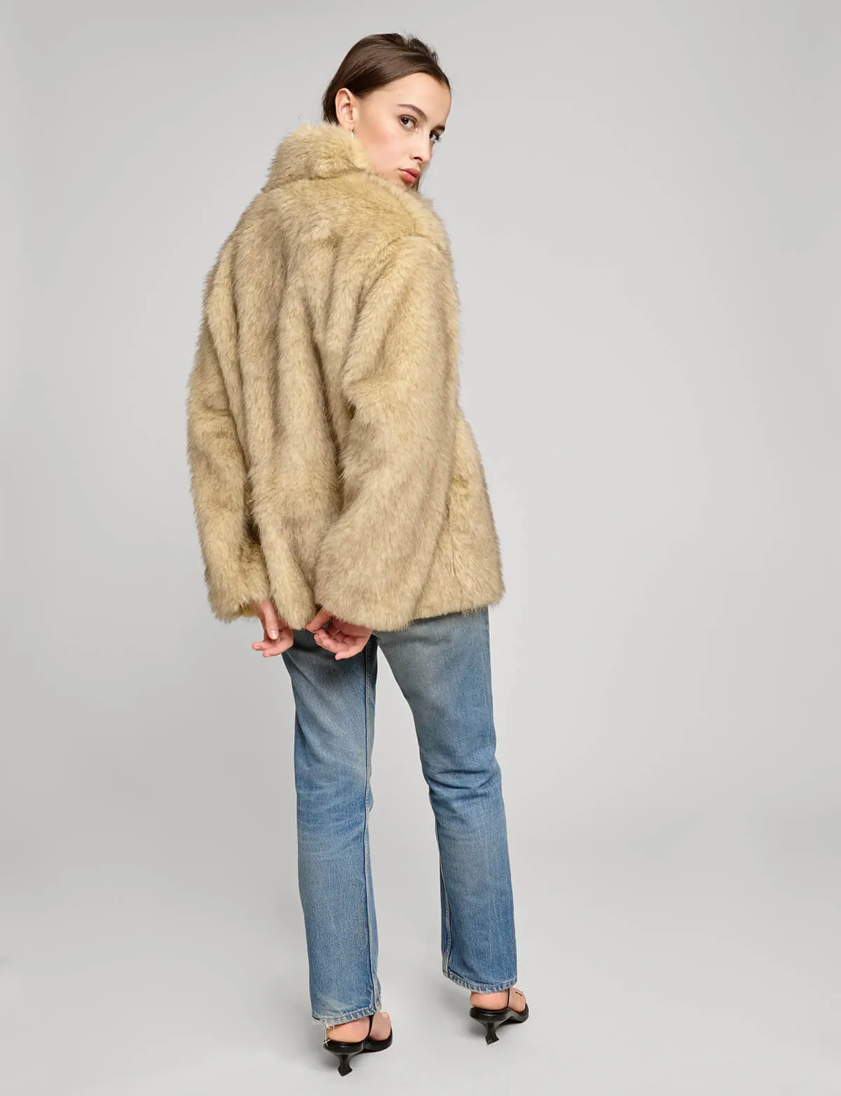 Beige Faux Fur Jacket