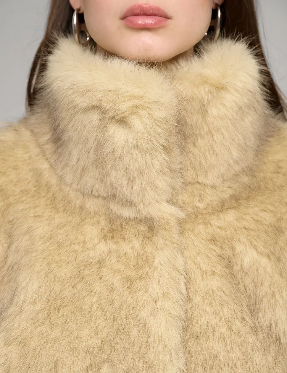 Beige Faux Fur Jacket