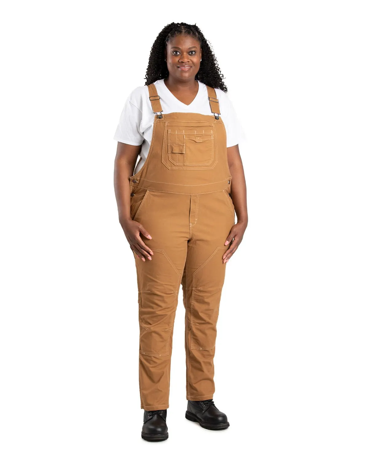 Berne Womens Unlined Stretch Brown Duck Cotton Blend Bib Overall