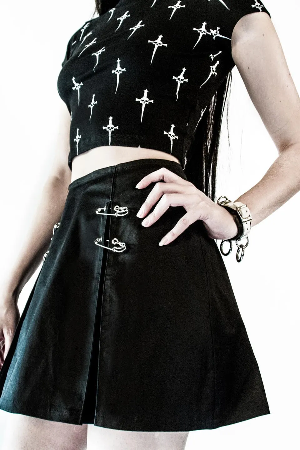 Black Punk & Disorderly Pin Skirt