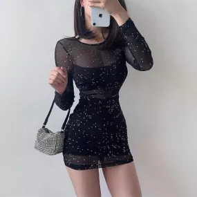 Black Shiny Mini Dress