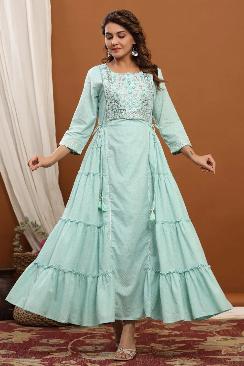 Blue Maxi Indo-Western Dress