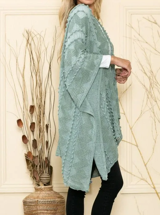 Boheme Chic Embroidered Sage Kimono (OS to 4X)