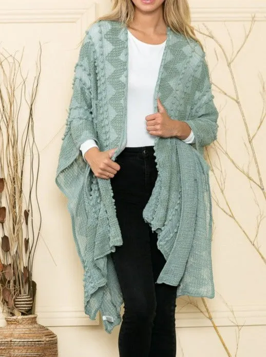 Boheme Chic Embroidered Sage Kimono (OS to 4X)