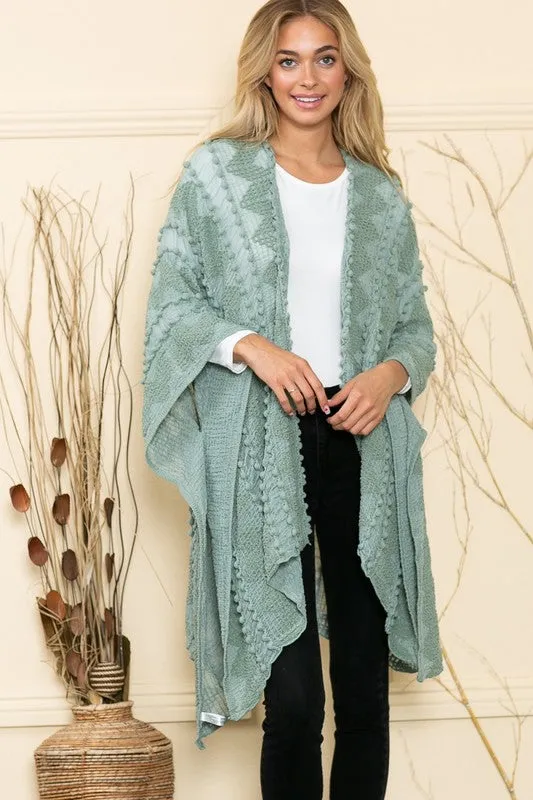 Boheme Chic Embroidered Sage Kimono (OS to 4X)