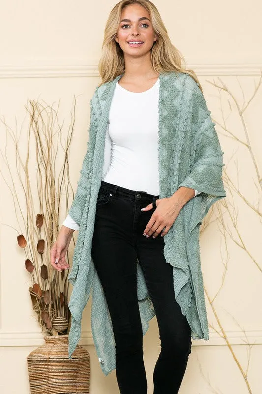 Boheme Chic Embroidered Sage Kimono (OS to 4X)