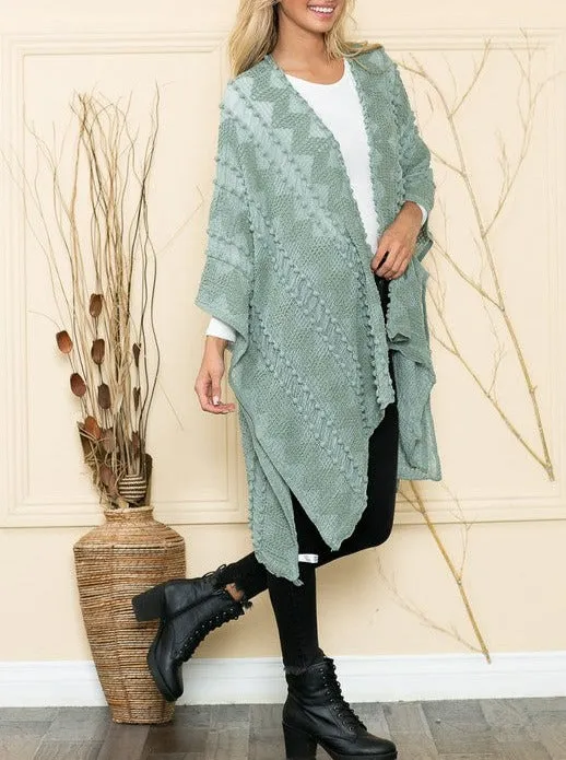 Boheme Chic Embroidered Sage Kimono (OS to 4X)