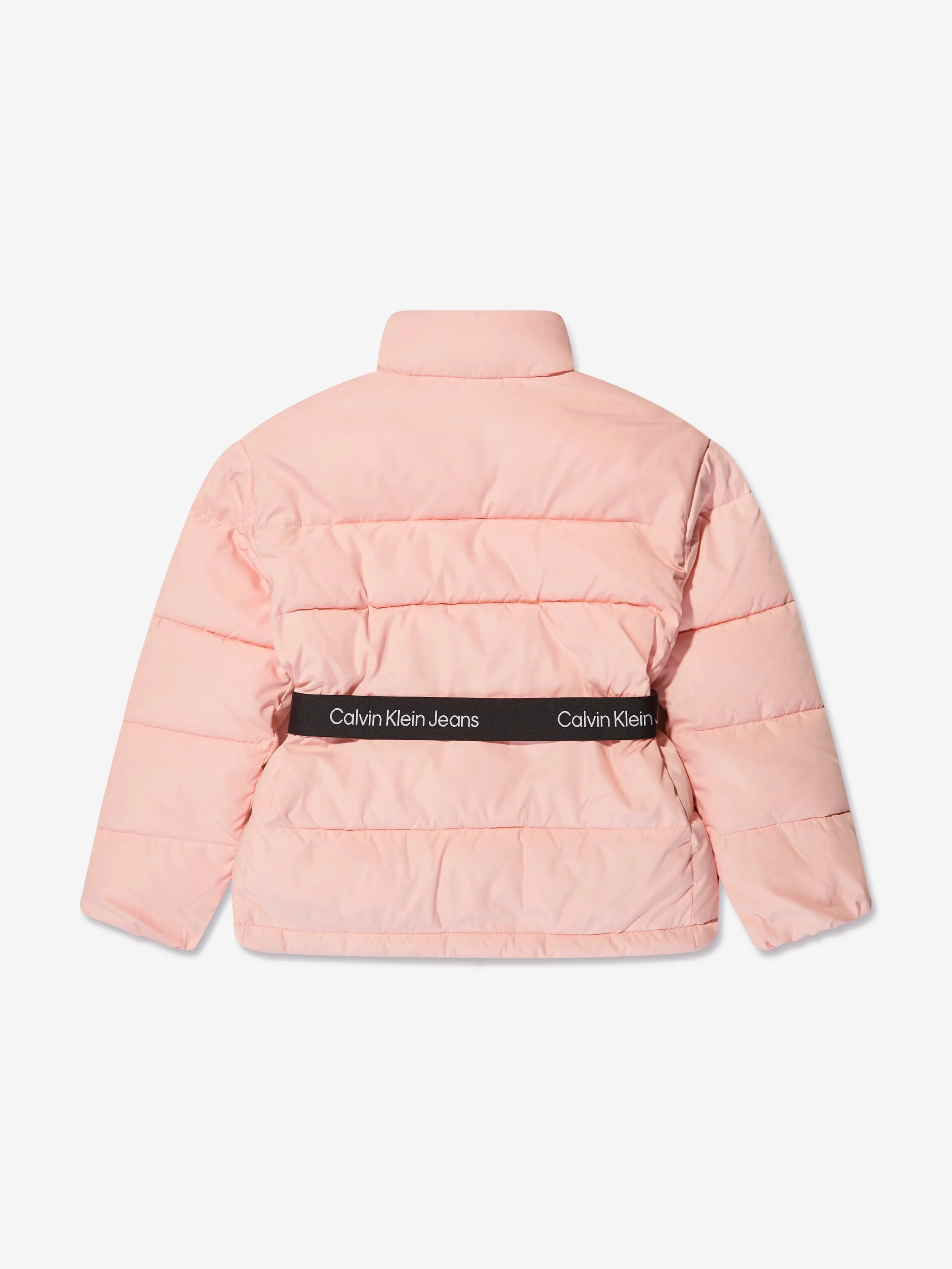 Calvin Klein Girls Logo Tape Belt Jacket in Pink