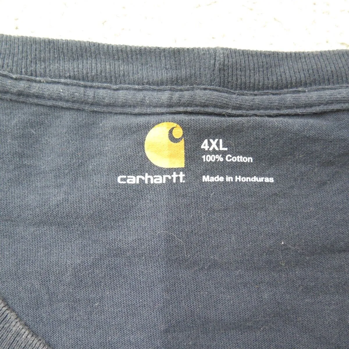 Carhartt Shirt Mens 4XL Blue Short Sleeve 100% Cotton Crew Neck Tee Logo Pocket