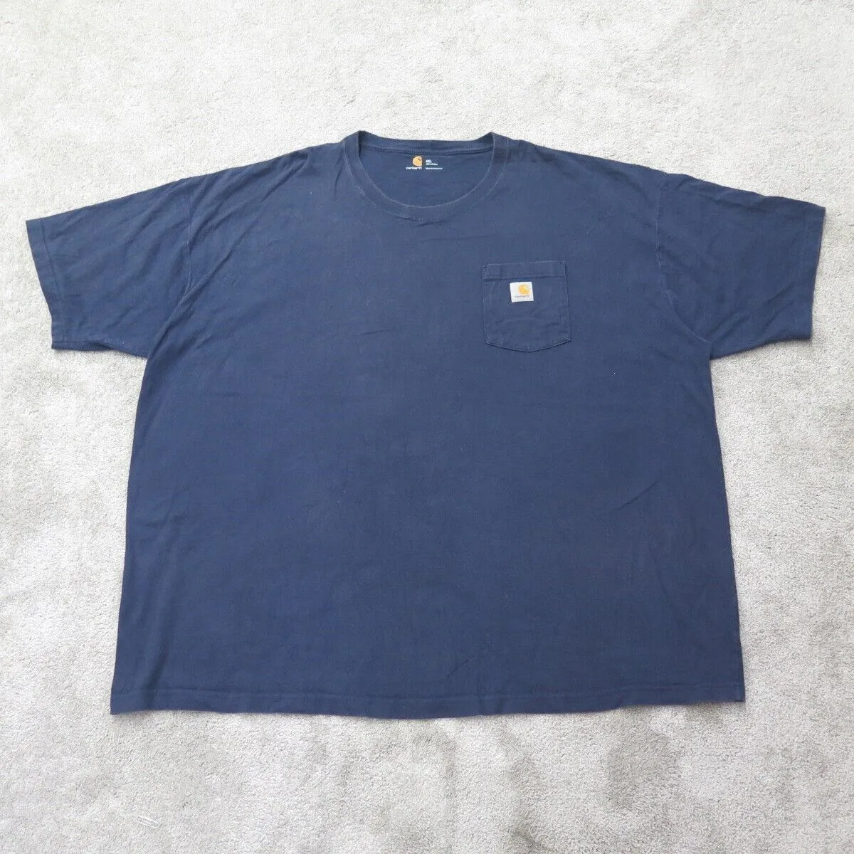 Carhartt Shirt Mens 4XL Blue Short Sleeve 100% Cotton Crew Neck Tee Logo Pocket