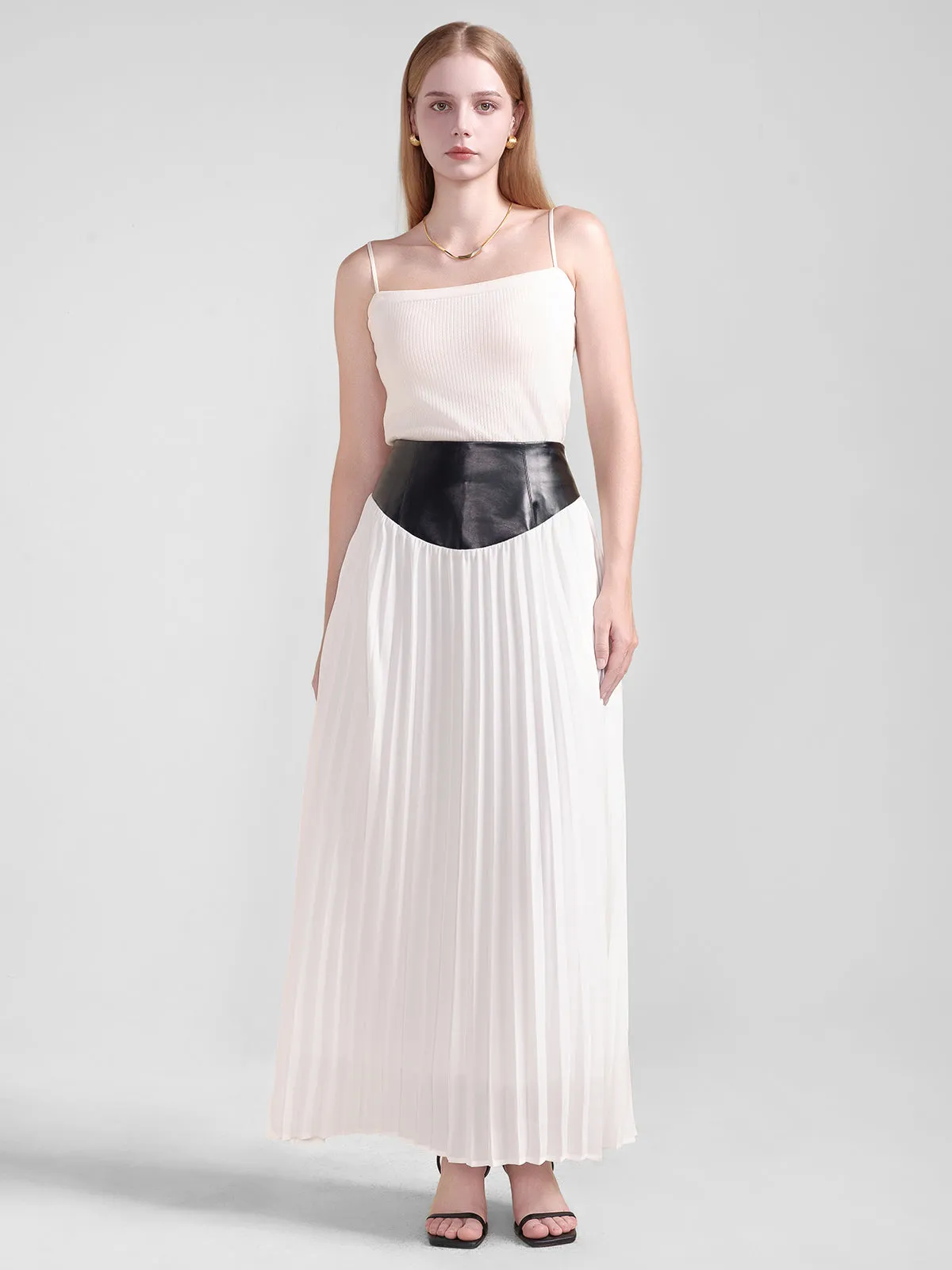 Chiffon Pleated Maxi Skirt