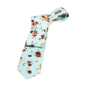 Concord Floral Cotton Tie, Light Blue / Crimson / Yellow