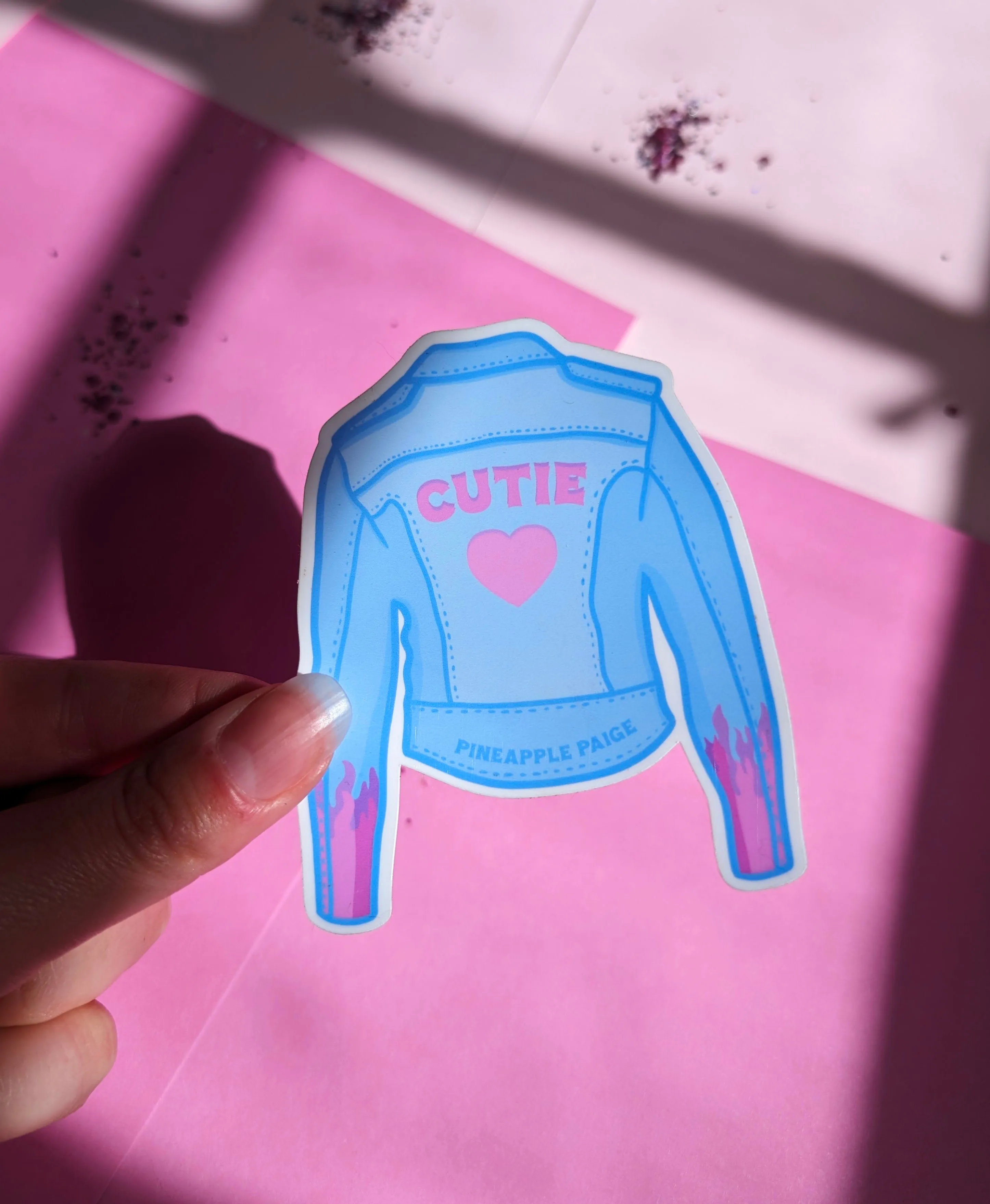 Cutie - Blue Motorbike Jacket Sticker