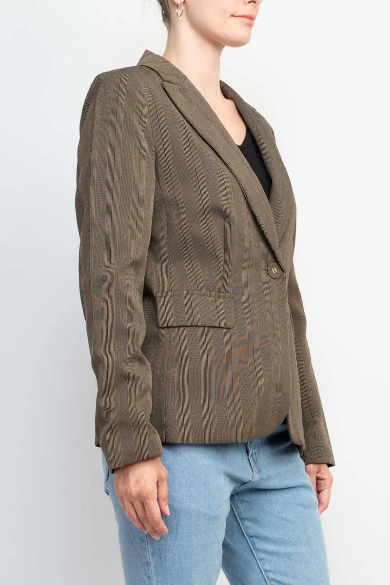 Danillo Notched Collar One Button Long Sleeve Solid Gabardine Blazer