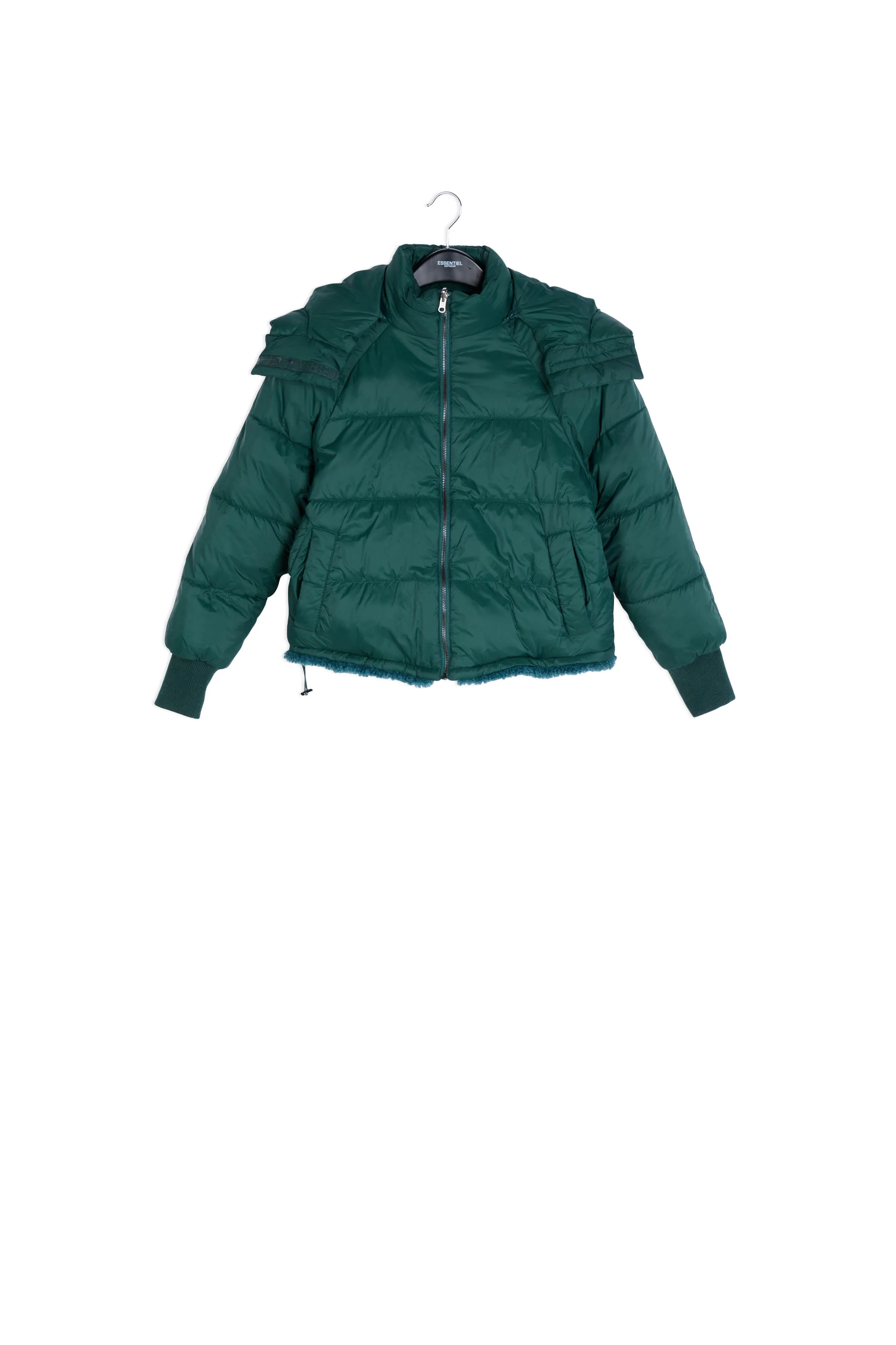 Dark green faux fur puffer jacket