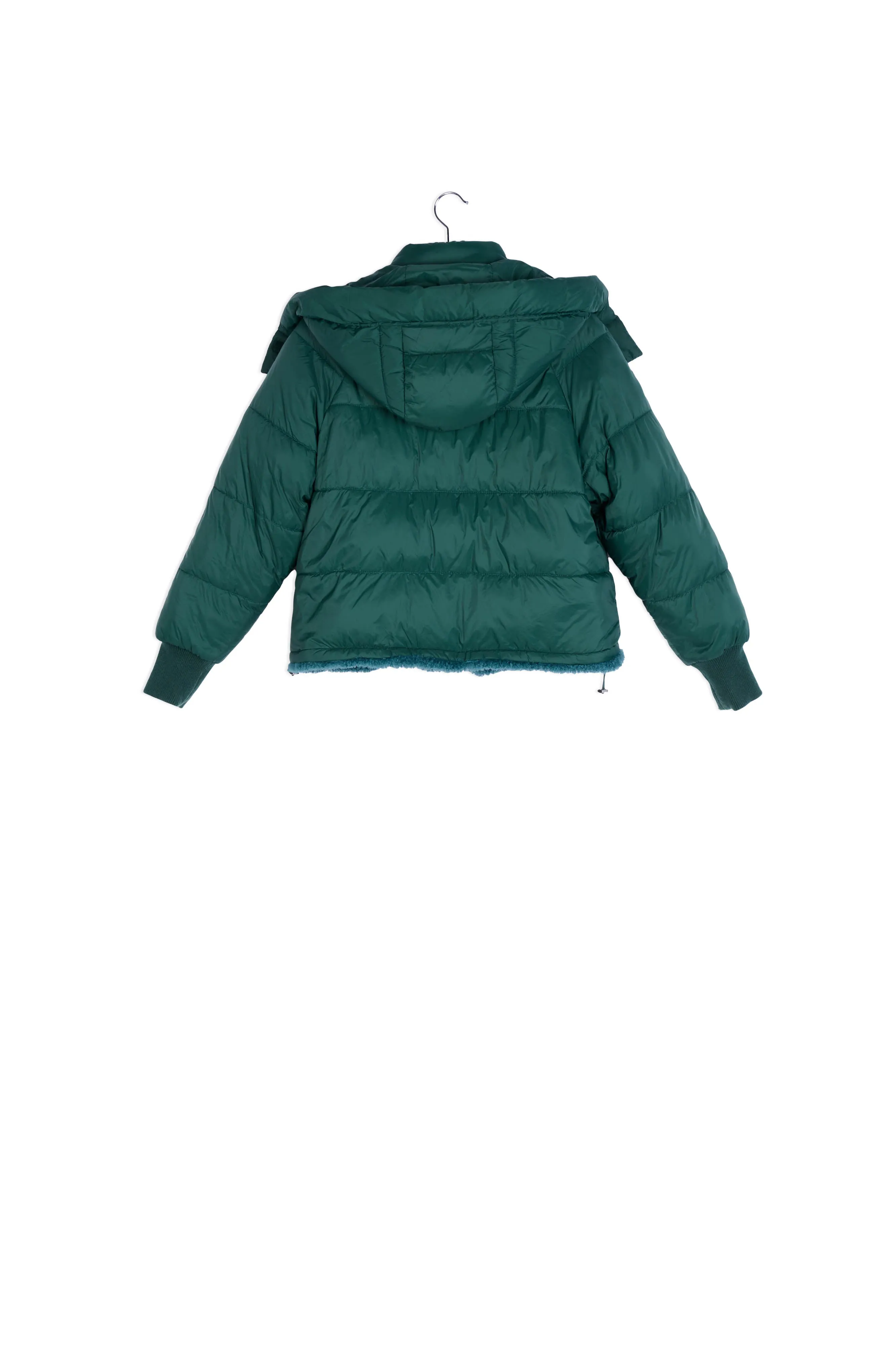 Dark green faux fur puffer jacket