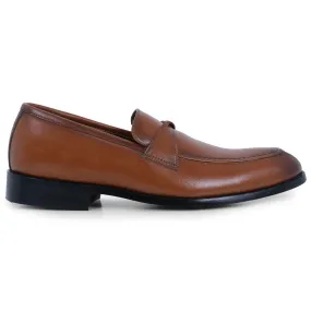 Derby Tan Twisted Strap Loafers.