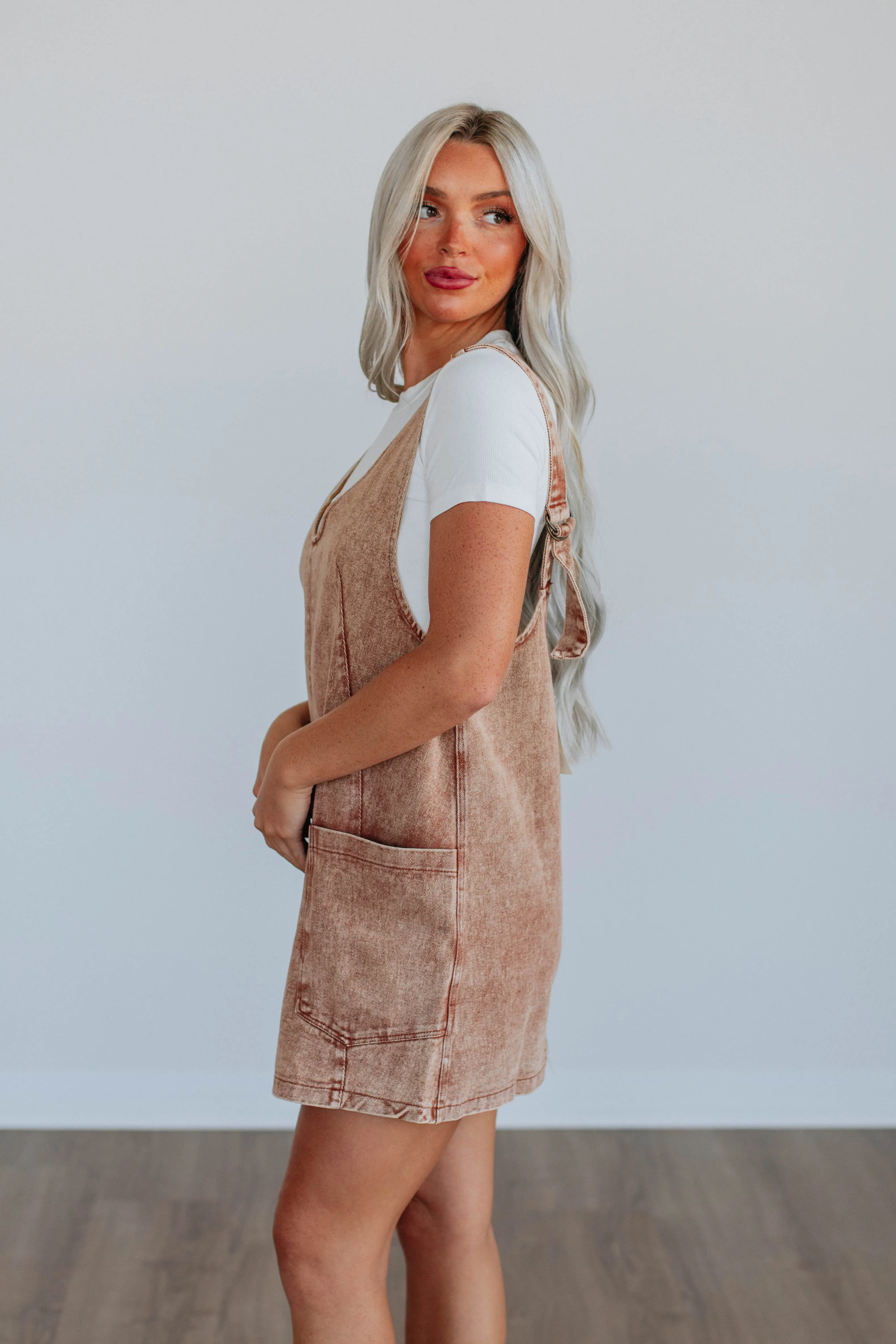 Derrica Overall Dress - Clay