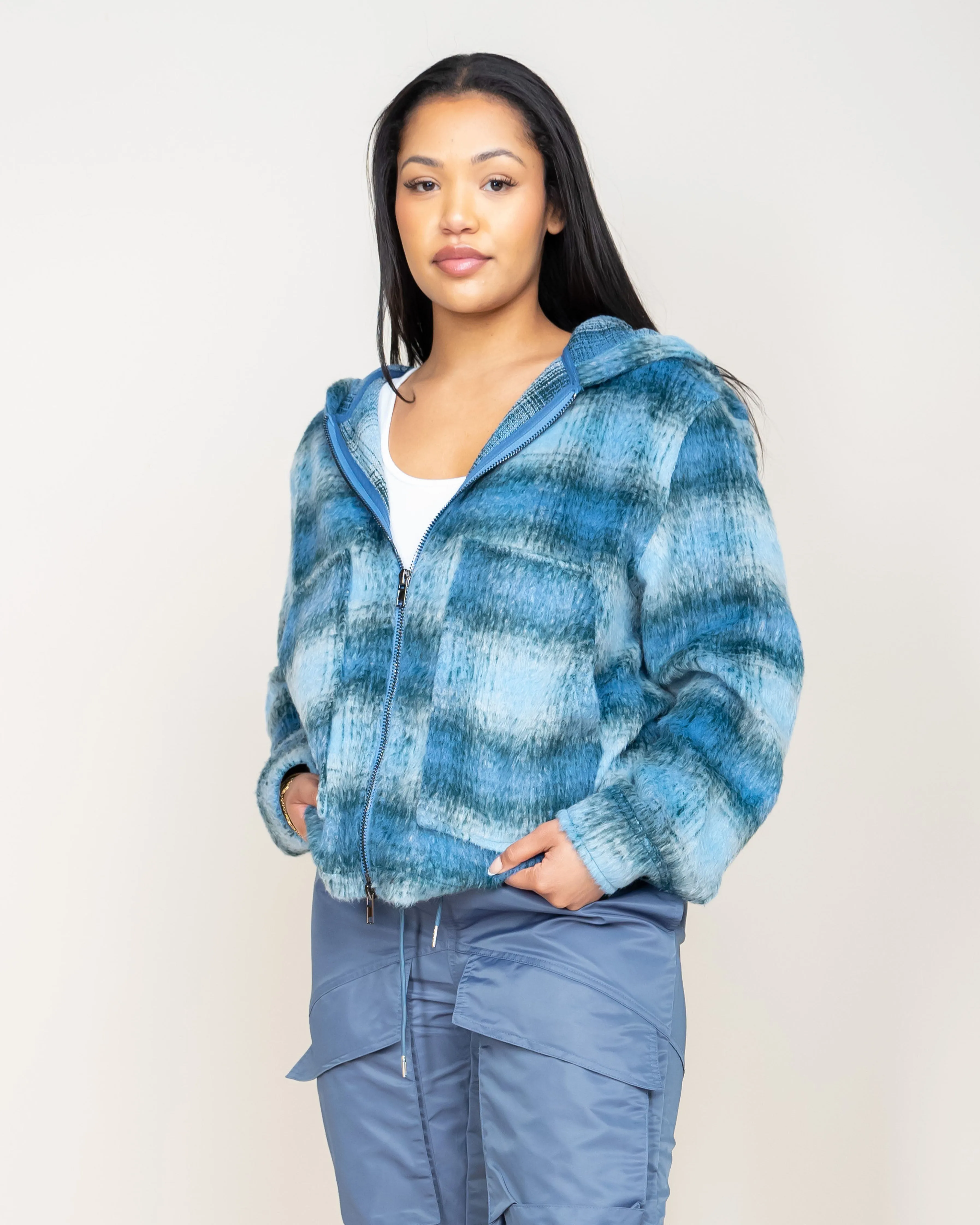 EPTM MOHAIR FLANNEL JACKET-BLUE