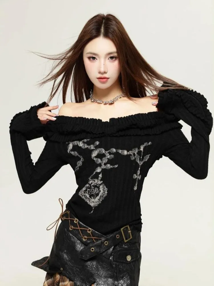 Fairy Grunge Cut Out Shoulder Top