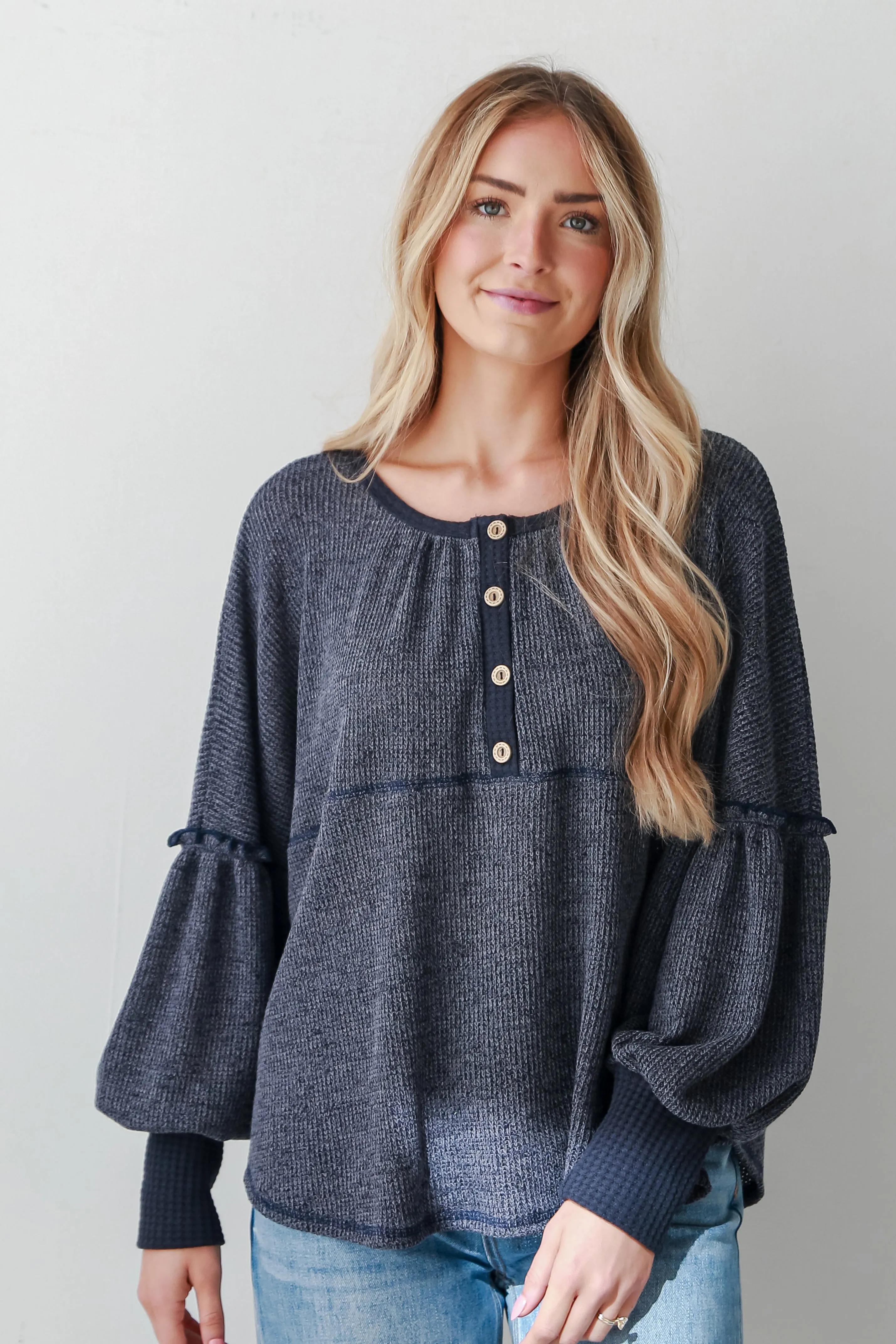 FINAL SALE - Comfy Intentions Navy Oversized Knit Top