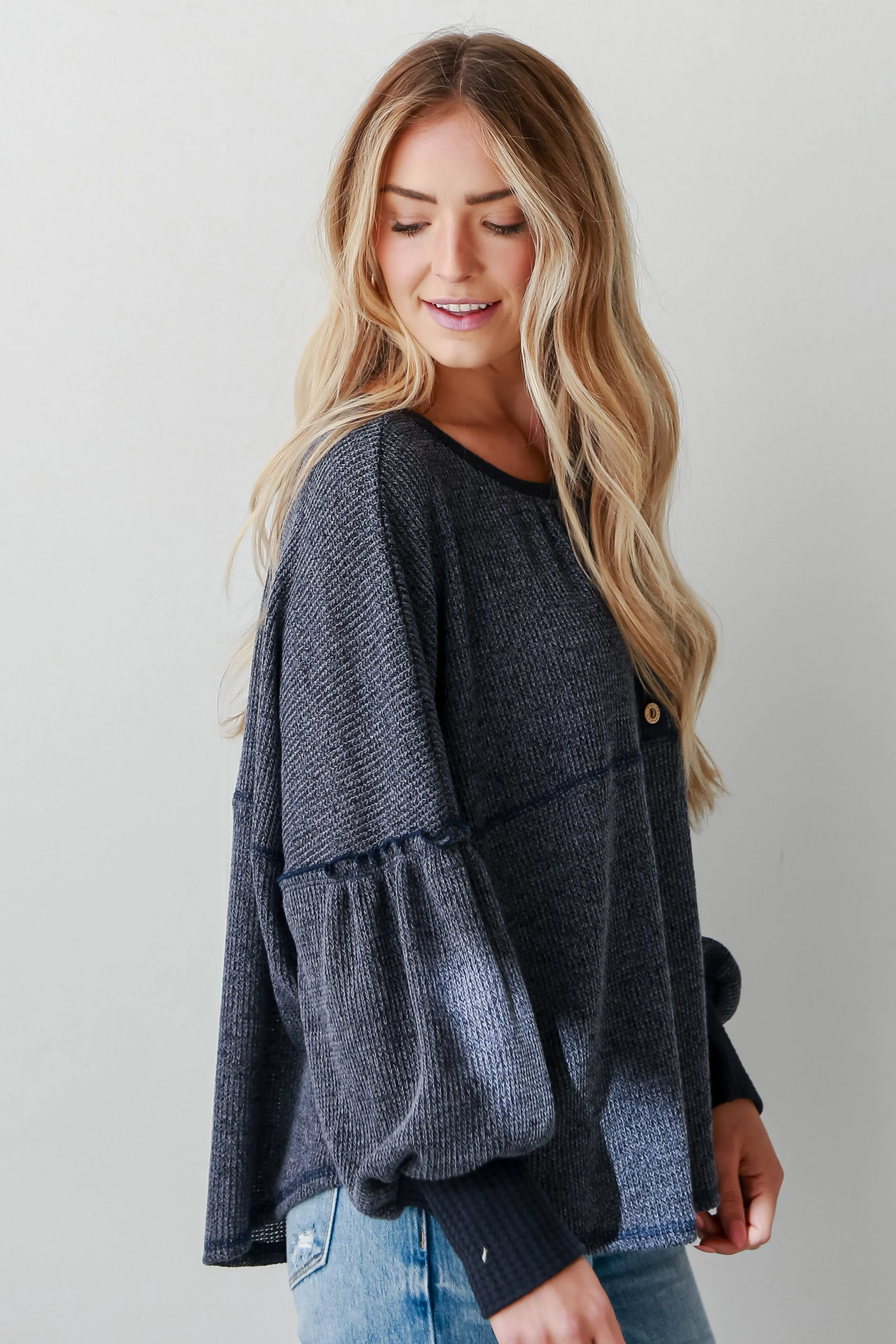 FINAL SALE - Comfy Intentions Navy Oversized Knit Top