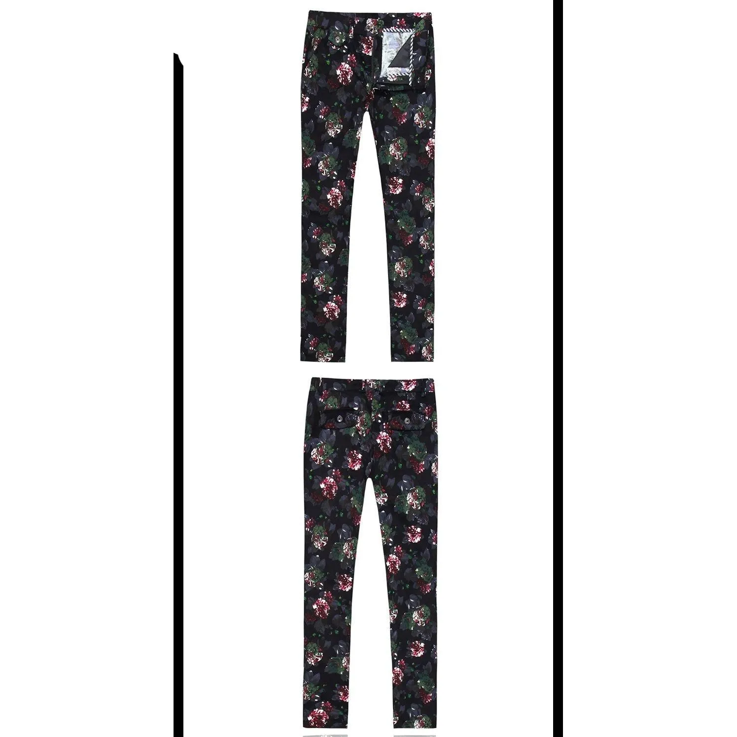 Floral Chic Single Breasted Jacket Pant Suits