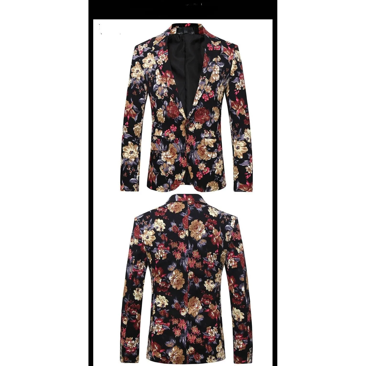 Floral Chic Single Breasted Jacket Pant Suits