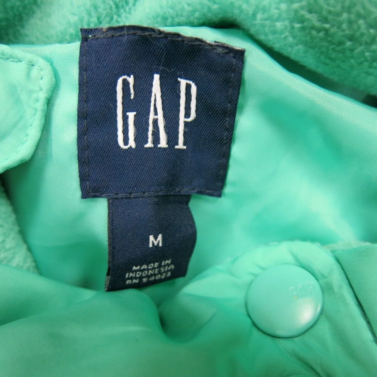 Gap Womens Hooded Puffer Vest Jacket Snap Button Sleeveless Turquoise Size M