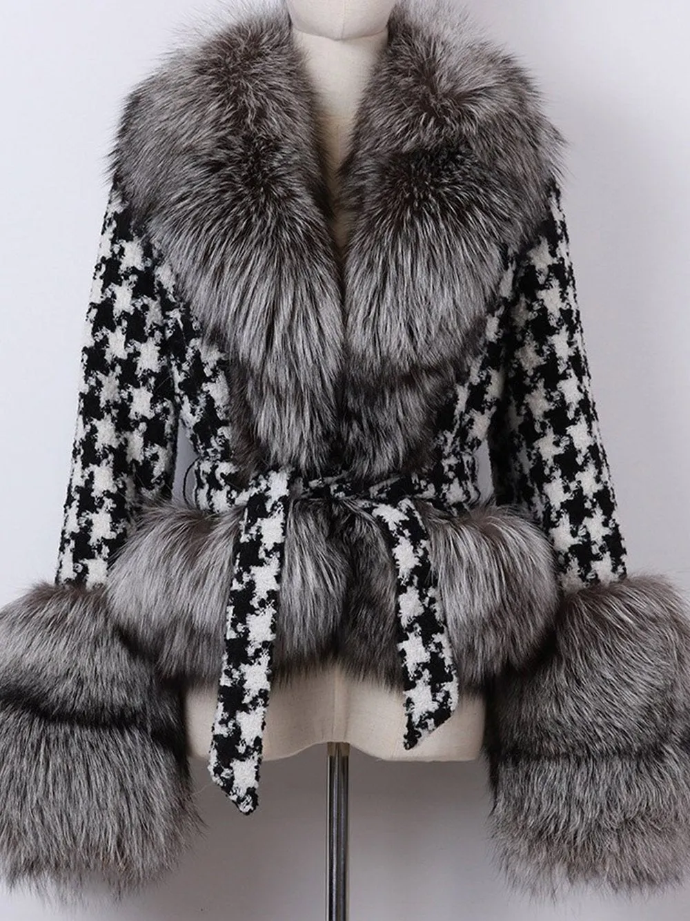 GF Faux Fur Houndstooth Jacket