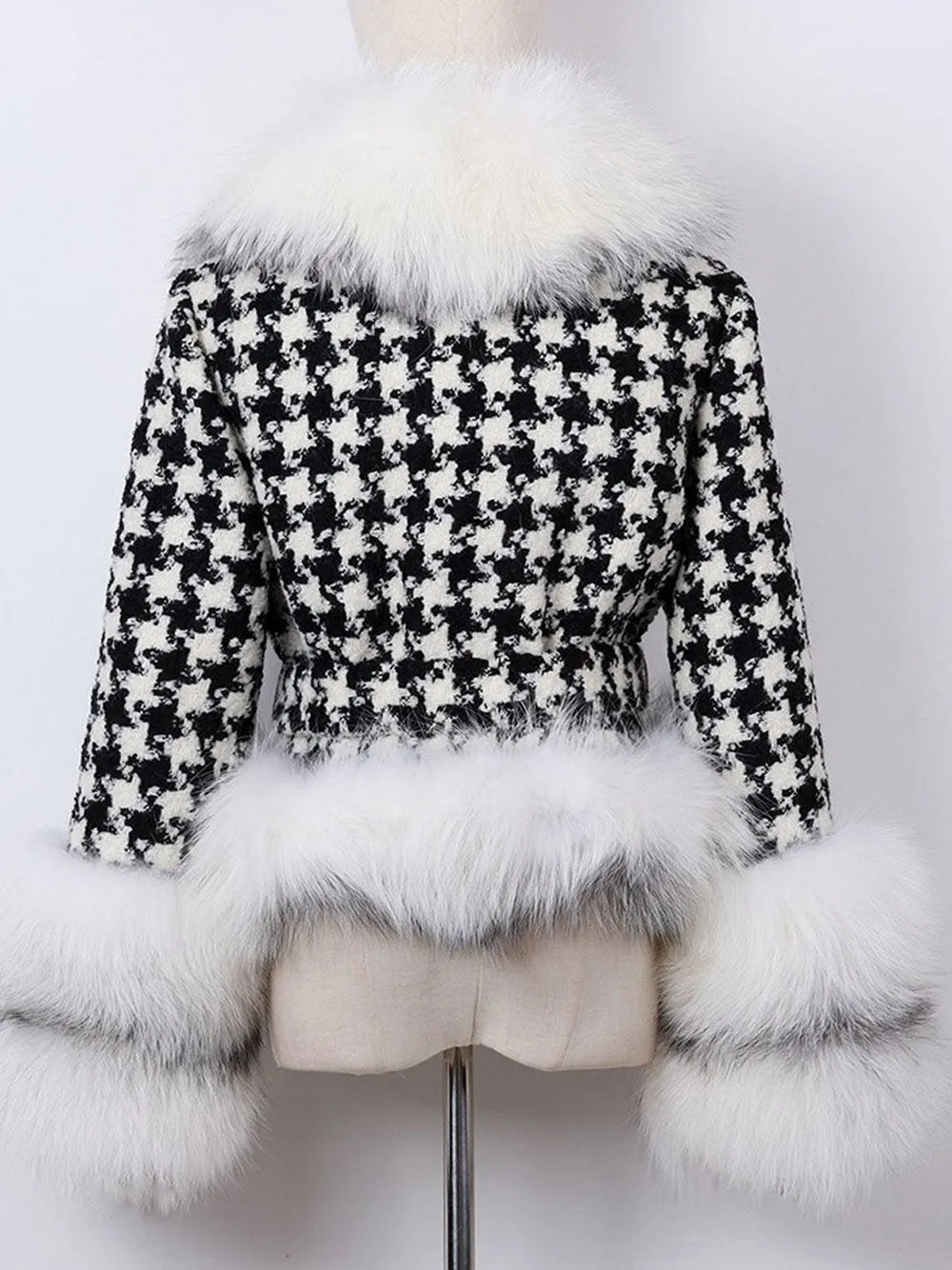 GF Faux Fur Houndstooth Jacket