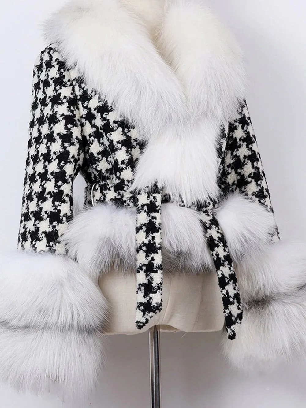 GF Faux Fur Houndstooth Jacket