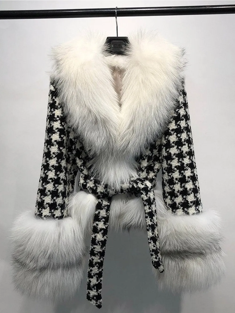 GF Faux Fur Houndstooth Jacket