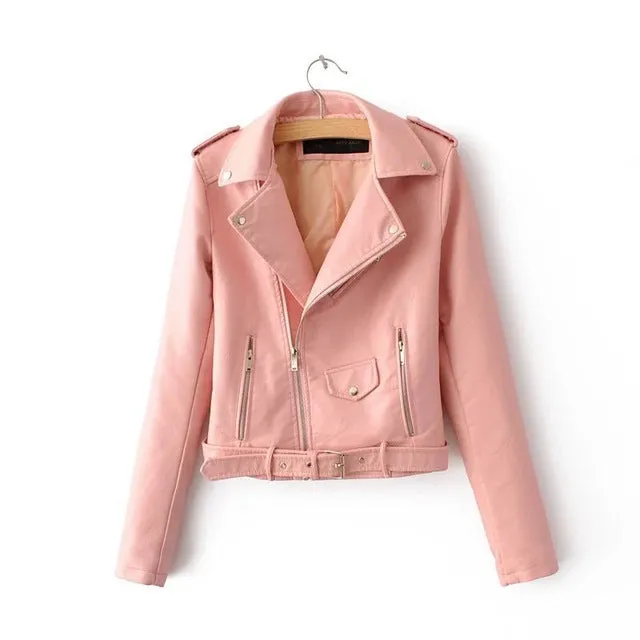 Good Quality Spring Fashion Short PU Leather Jacket