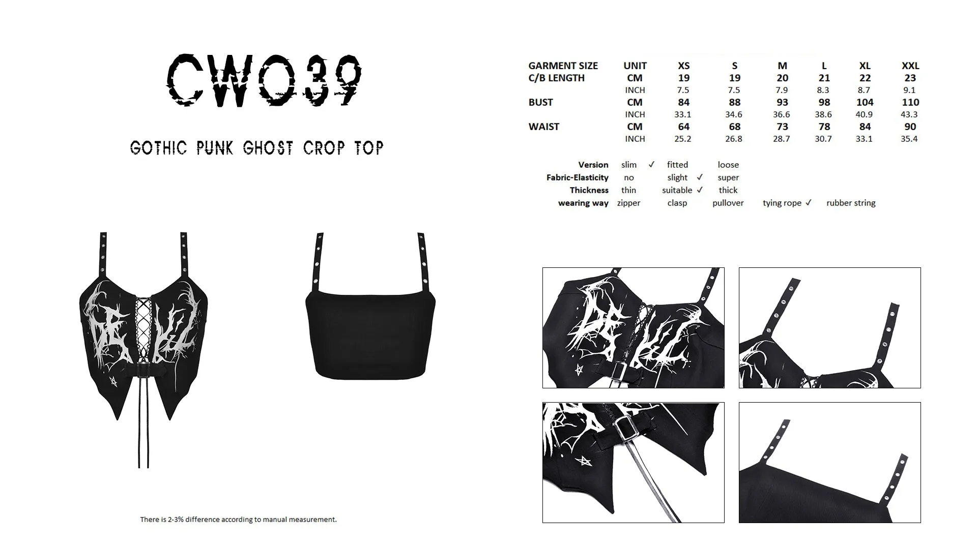 Gothic punk ghost crop top CW039