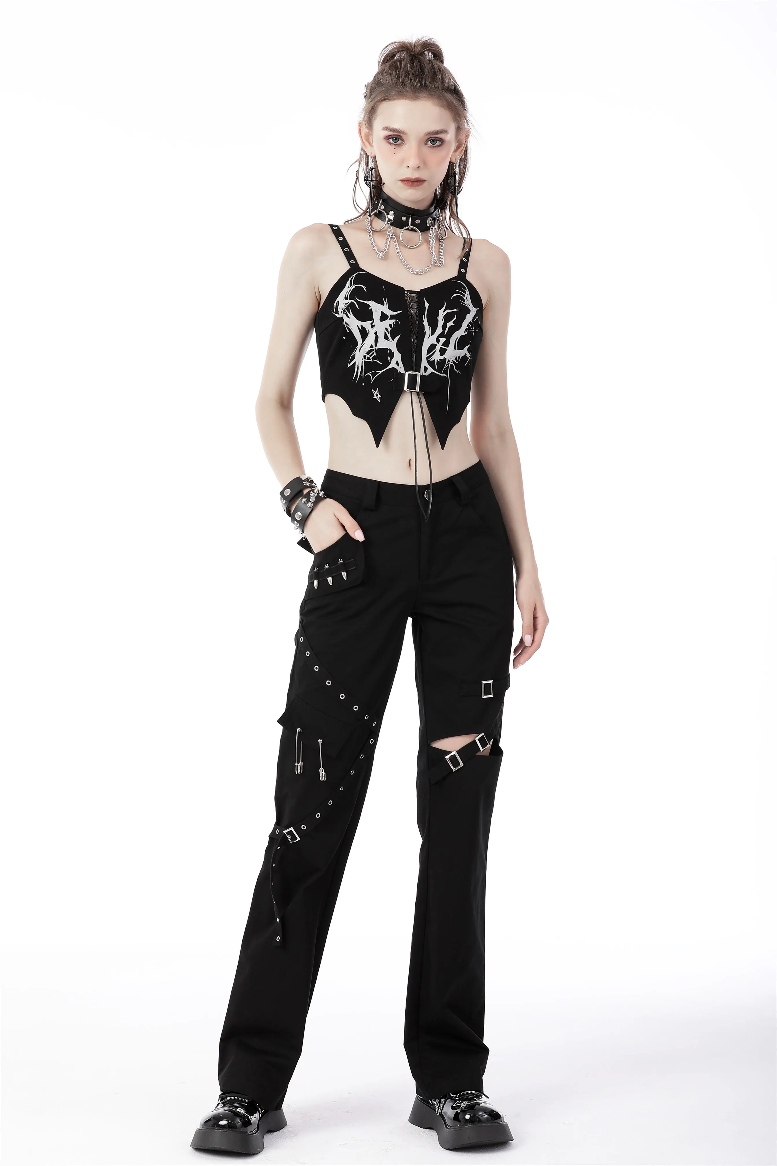 Gothic punk ghost crop top CW039