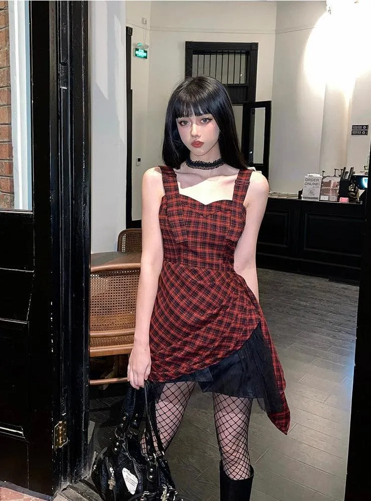 Grunge Plaid Mini Dress