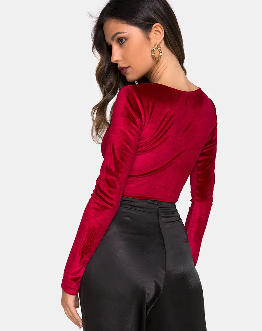 Guan Crop Top in Velvet Burgundy